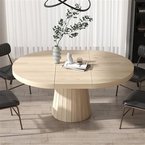 Homary Japandi 39 55 Extendable Dining Table For 6 Whitewash Oval