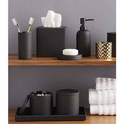 Rubber Coated Modern Black Bath Accessories Cb2 Masculine Bathroom