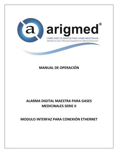 Manual De Operaci N Alarma Digital Maestra Para Gases Medicinales Serie