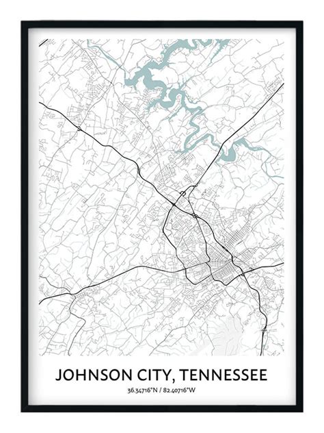 Johnson City Map Poster - Your City Map Art - Positive Prints