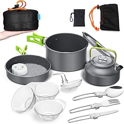 16pcs Camping Cookware Kitoutdoor Cooking Set With Kettlelightweight