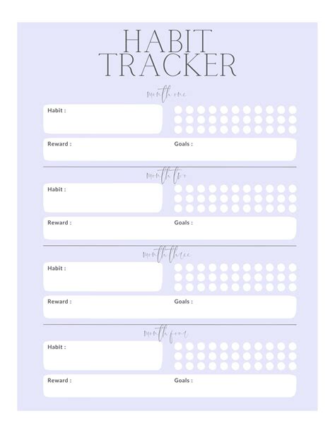 Minimalist Habit Tracker Printable Monthly Habit Tracker Lavender