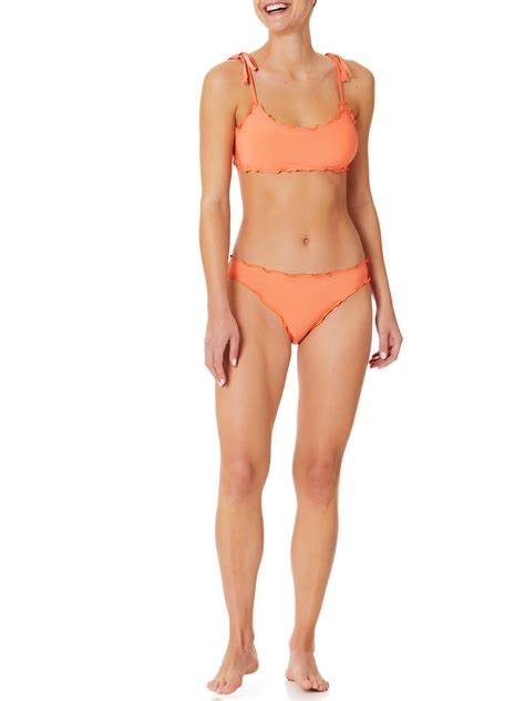 No Boundaries Junior S Lurex Solid Lettuce Edge Bikini Bottom Walmart