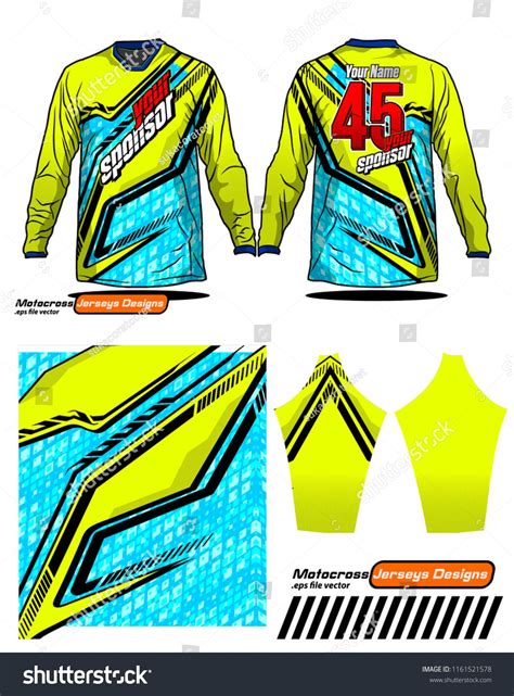 Long Sleeve Motocross Jerseys Tshirts Vector Vector De Stock Libre De