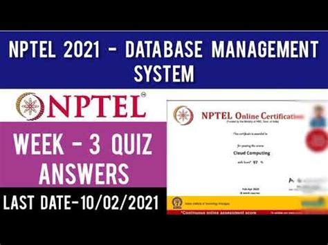 Nptel Dbms Assignment Solutions Database Management System