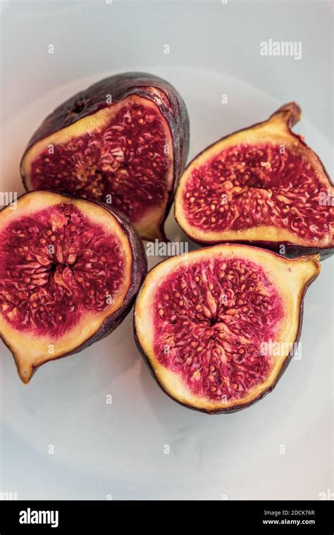 Figs Collection Of Whole And Sliced Fresh Fig Fruits Fig Chunks On