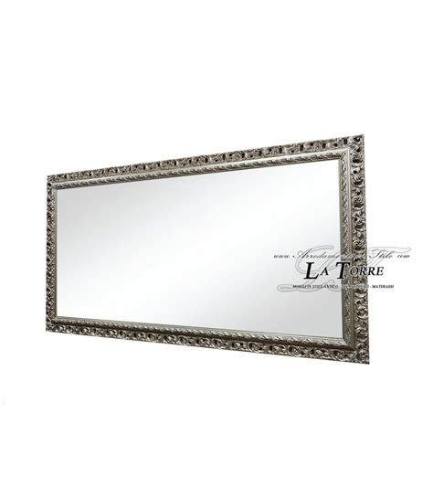 Specchiera Specchio Classico Cornice Traforata Quadro Legno Argento