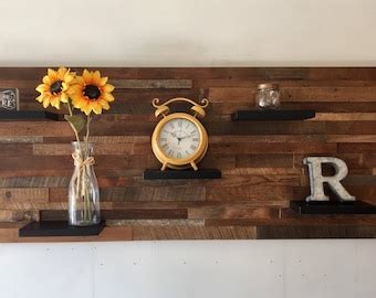 Reclaimed Barn Wood Wall Art With Shelves Free Shipping Etsy