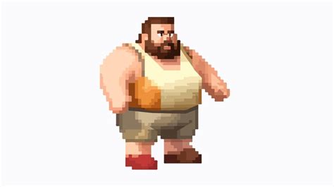 Pixel Art Cartoon of Fat Man Isolated Vector Character | Premium AI ...