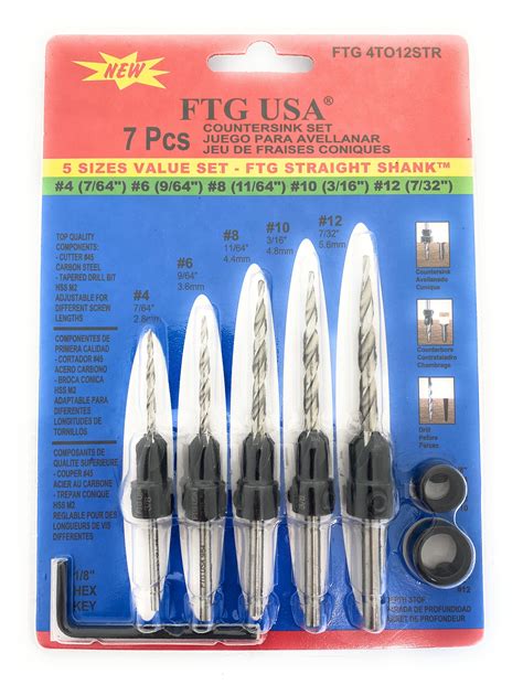 Ftg Usa Countersink Drill Bit Set Round Shank Stop