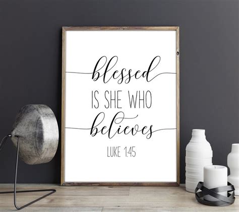 Blessed Is She Who Has Believed Luke 1 45 Christian Wall Etsy