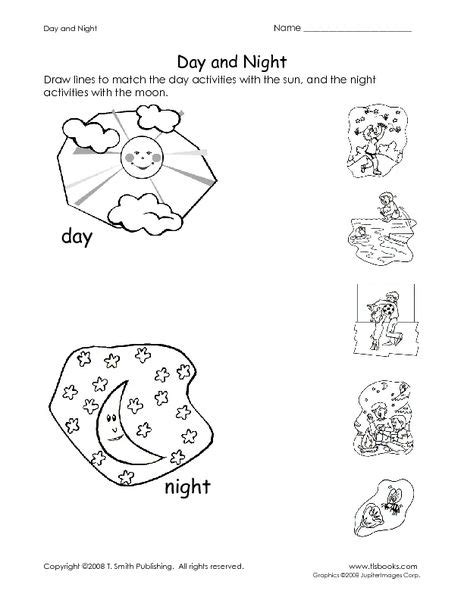 Night And Day Worksheets For Kindergarten