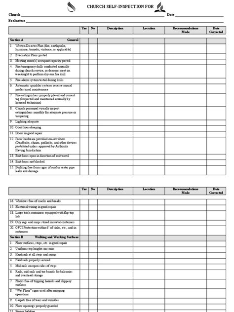 Church Building Maintenance Checklist Pdf Vehicles Truck