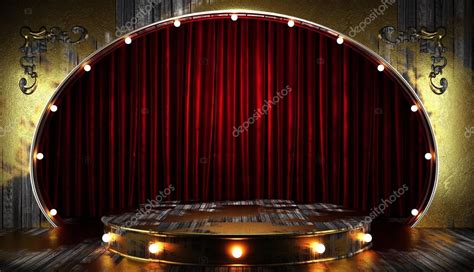 Red curtain stage with lights — Stock Photo © videodoctor #61551785