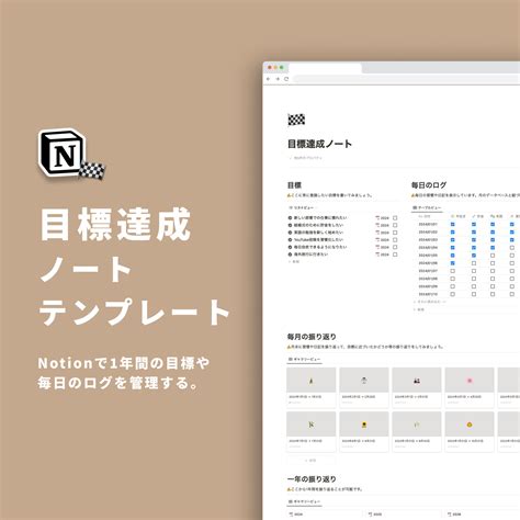 Notion 目標達成ノートテンプレート 暮らしとnotion。