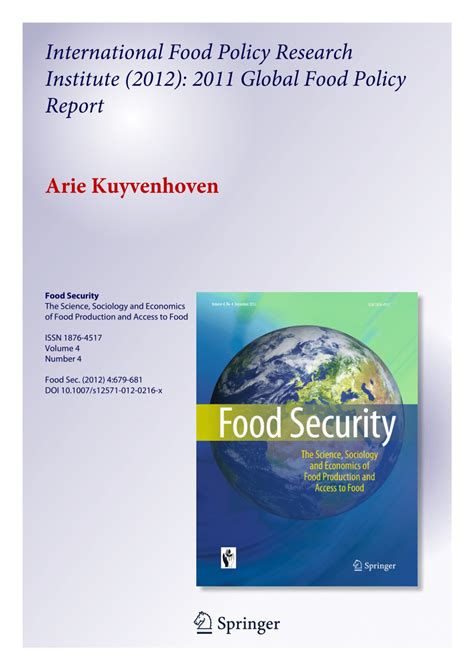 Pdf International Food Policy Research Institute 2012 2011 Global Food Policy Report