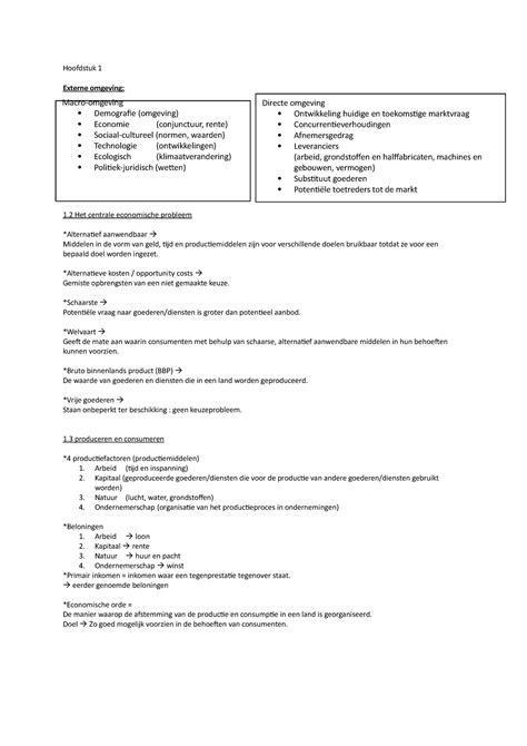 Samenvatting Hoofdstukken 1 5 6 En 7 Hoofdstuk 1 Externe Omgeving