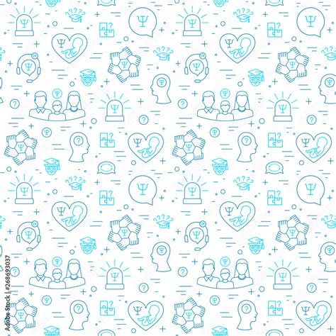 Psychology seamless pattern of sapphirine-blue color. Psychology help ...