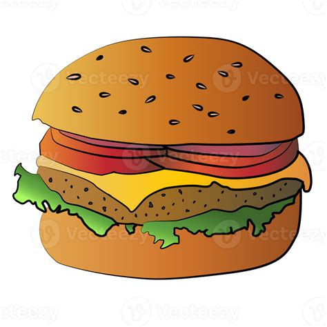 Hamburger isolated cartoon design on transparent background, fast food ...