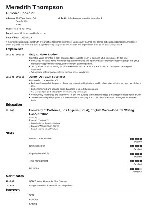 Stay At Home Mom Resume Example Tutore Org Master Of Documents