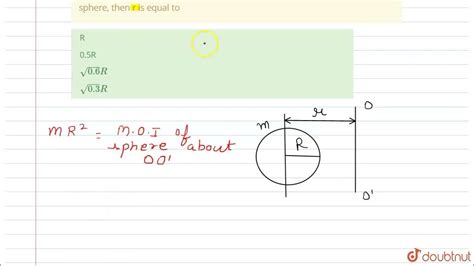 The Radius Of Gyration Of A Solid Sphere Of Radius R About A Certain Axis Is Also Equal To R If