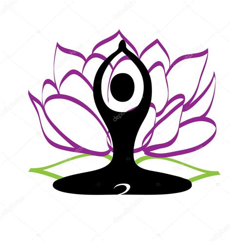 Yoga Figur Und Lotusblume Logo Vektorgrafik Lizenzfreie Grafiken