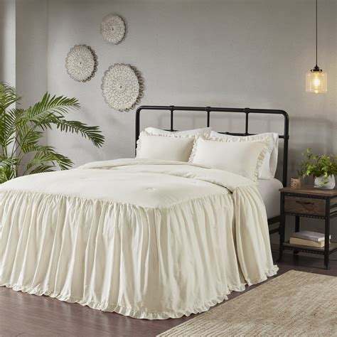 Home Essence Leilah 3 Piece Cotton Ruffle Skirt Bedspread Set