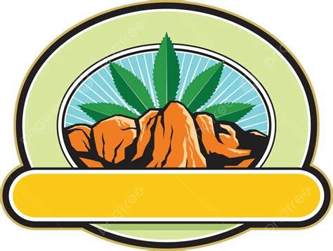 Canyon With Hemp Banner Oval Retro Hemp Leaf Zion Canyon Cliff Vector Hemp Leaf Zion Canyon