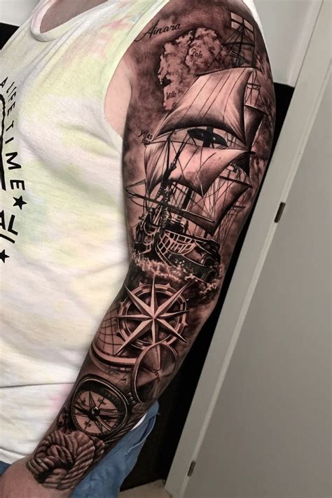 Viking Ship Tattoo Sleeve