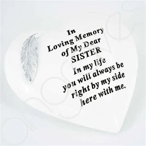 Special Sister Graveside Memorial Feather Heart Grave Plaque Ornament