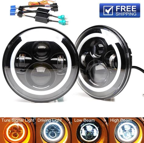 Drl Halo Angel Eyes Led Projector Headlight Chrome For Jeep Wrangler