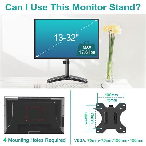 Mount Pro Single Monitor Stands Fits Inch Lbs Screen Free