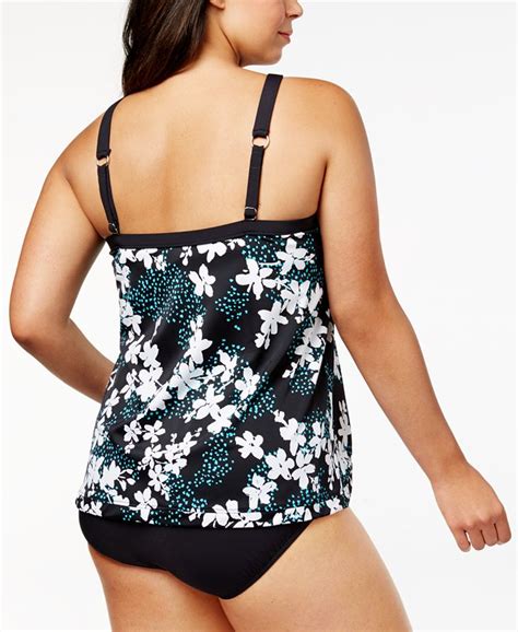 Swim Solutions Plus Size Garden Confetti High Neck Underwire Tankini