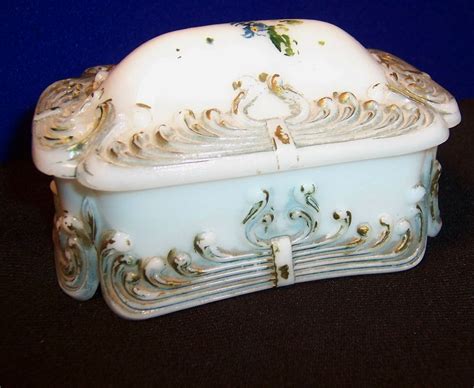 Victorian Milk Glass Dresser Box Glass Dresser Milk Glass Glass