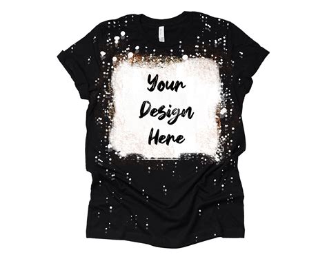 Bella Canvas Black Bleached Shirt Mock Up Shirt Design Mock Etsy