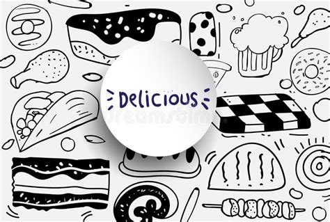 Set Of Hand Drawn Food Isolated On White Background Doodle Set Of Fast