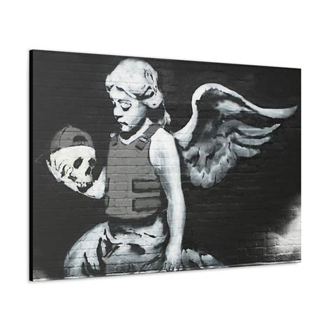 CANVAS ART Banksy Ozone S Angel Graffiti Wall Art Black White Street