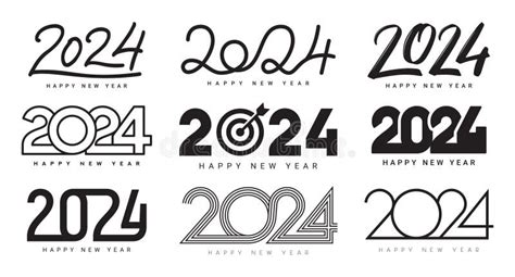 Set Of 2024 Logos And Compositions With Star Frames For Happy New Year