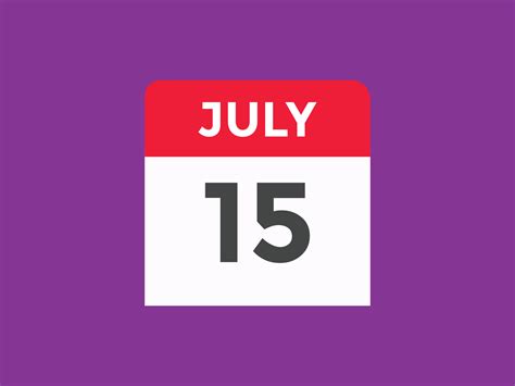 july 15 calendar reminder. 15th july daily calendar icon template. Calendar 15th july icon ...