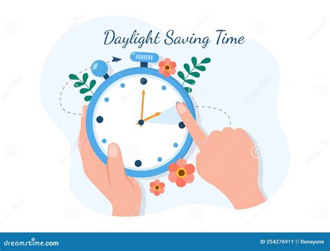 Daylight Savings Time Hand Drawn Flat Cartoon Illustration With Alarm Clock Or Calendar From