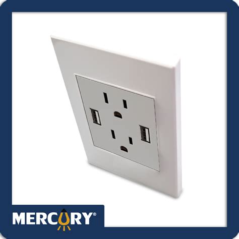 Toma Doble Polo Tierra Usb X Mercury Premium White Luminaplus