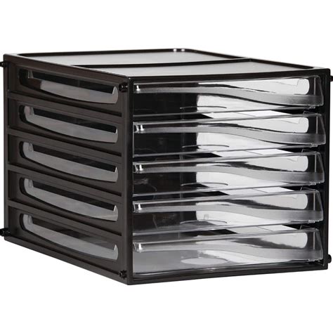 J Burrows Organiser Desktop File Storage 5 Drawer Black