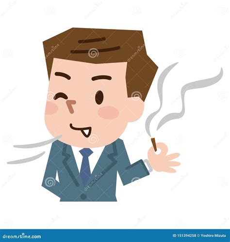 L Homme Fume Une Cigarette La D Pendance De Tabac Illustration De