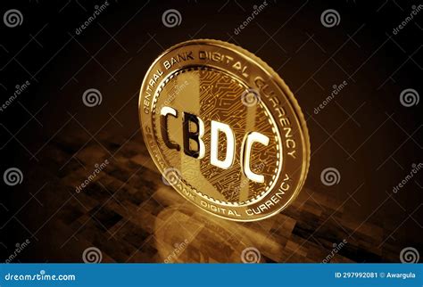 CBDC Digital Currency Cryptocurrency Golden Coin 3d Illustration Stock