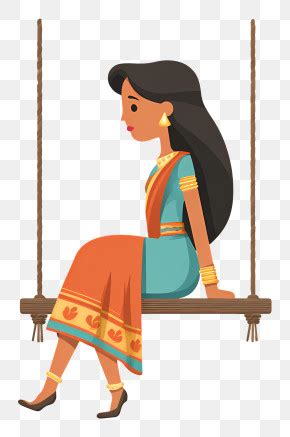 indian woman sitting  swinging woman  traditional dress  swing png