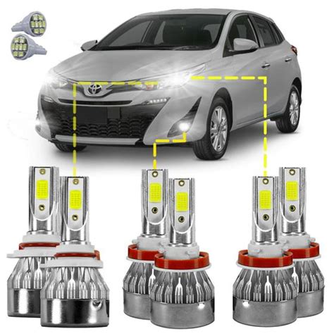 Kit Ultra Led Toyota Yaris 2018 2022 20000 Lúmens 6500k V10 Xênon