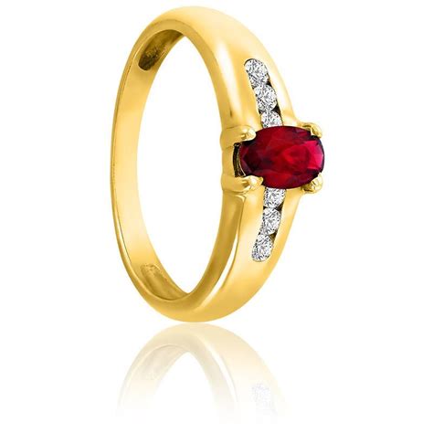 Bague Or Jaune 750 Rubis Diamants Aurora Ocarat