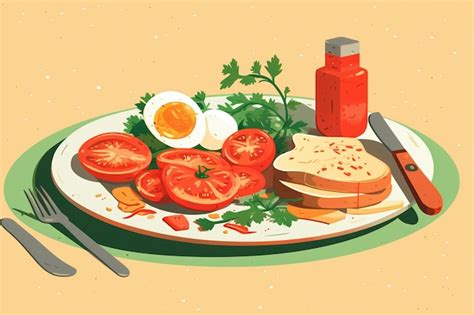 Premium AI Image | Food simple illustration