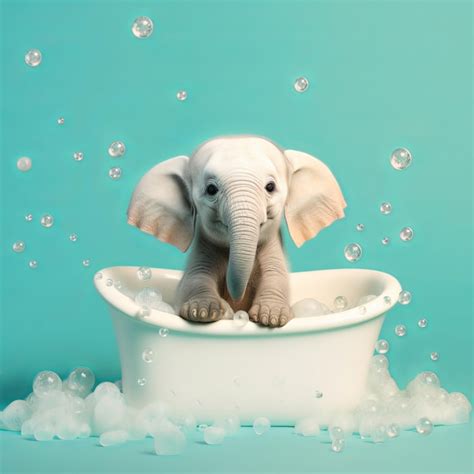 Premium AI Image | Adorable Baby Elephant Bathing