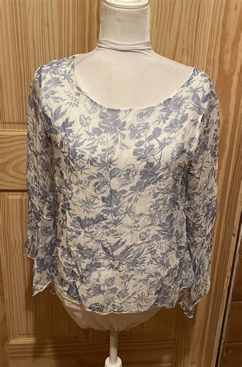 Viola Borghi Made In Italy Floral Silk Layered Blouse Gem